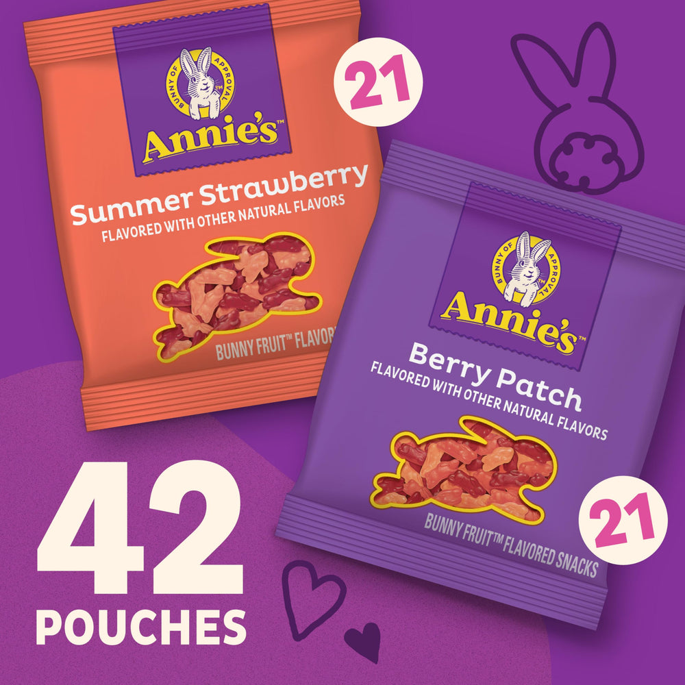 Annie's Berry Patch pouch highlighting berry flavors for on-the-go snacking.