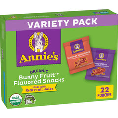 Annie's Organic Bunny Fruit Snacks Summer Strawberry pouch showing kid-friendly strawberry flavor and fun shape