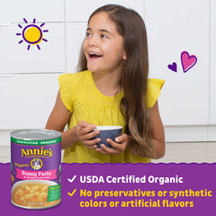 Annie's Organic Bunny Pasta with visible carrot chunks.