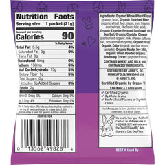Open bag of Annie's Bunny Crackers showing light, crispy texture