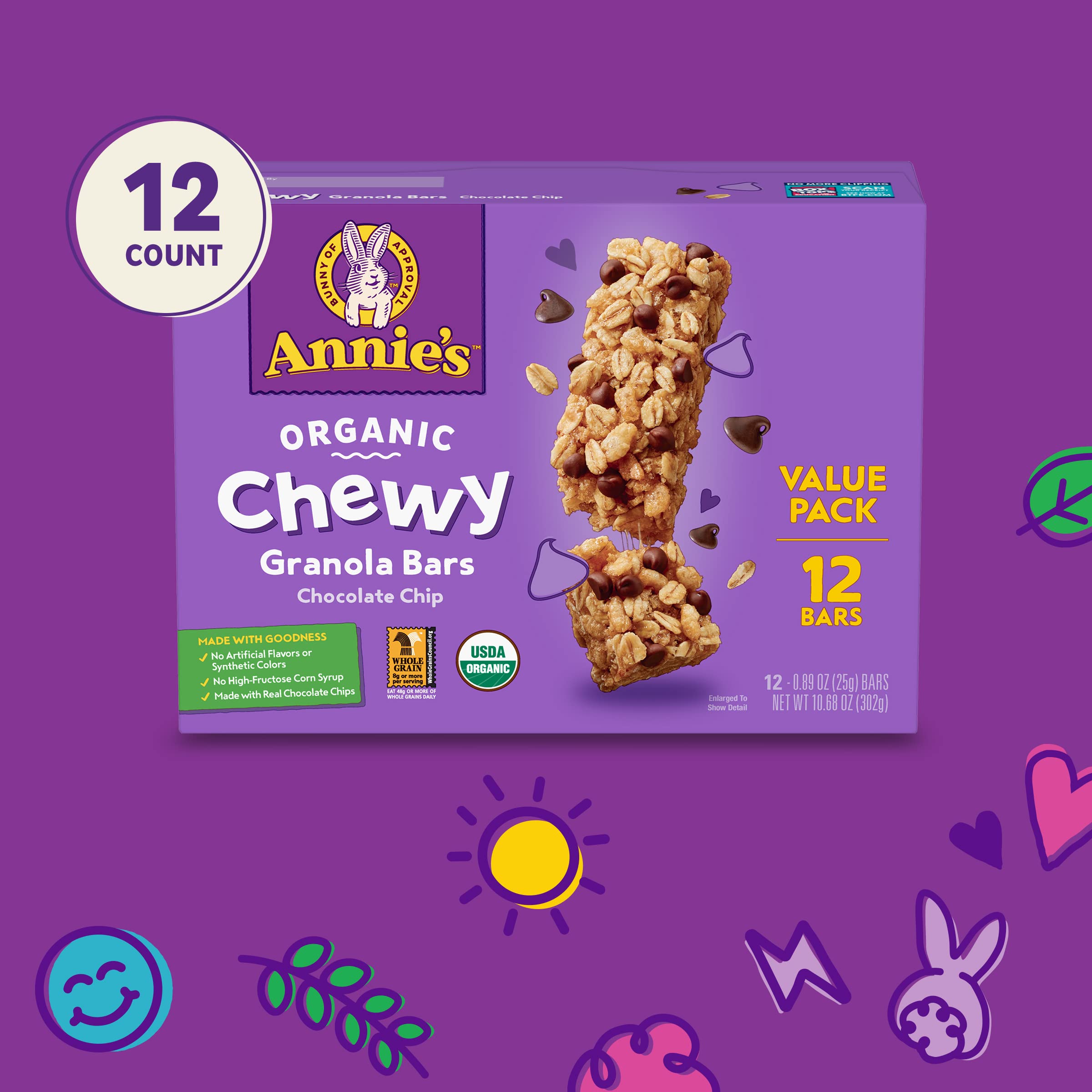 Annie's Granola Bars in a kid's lunchbox, kid-friendly snack option.
