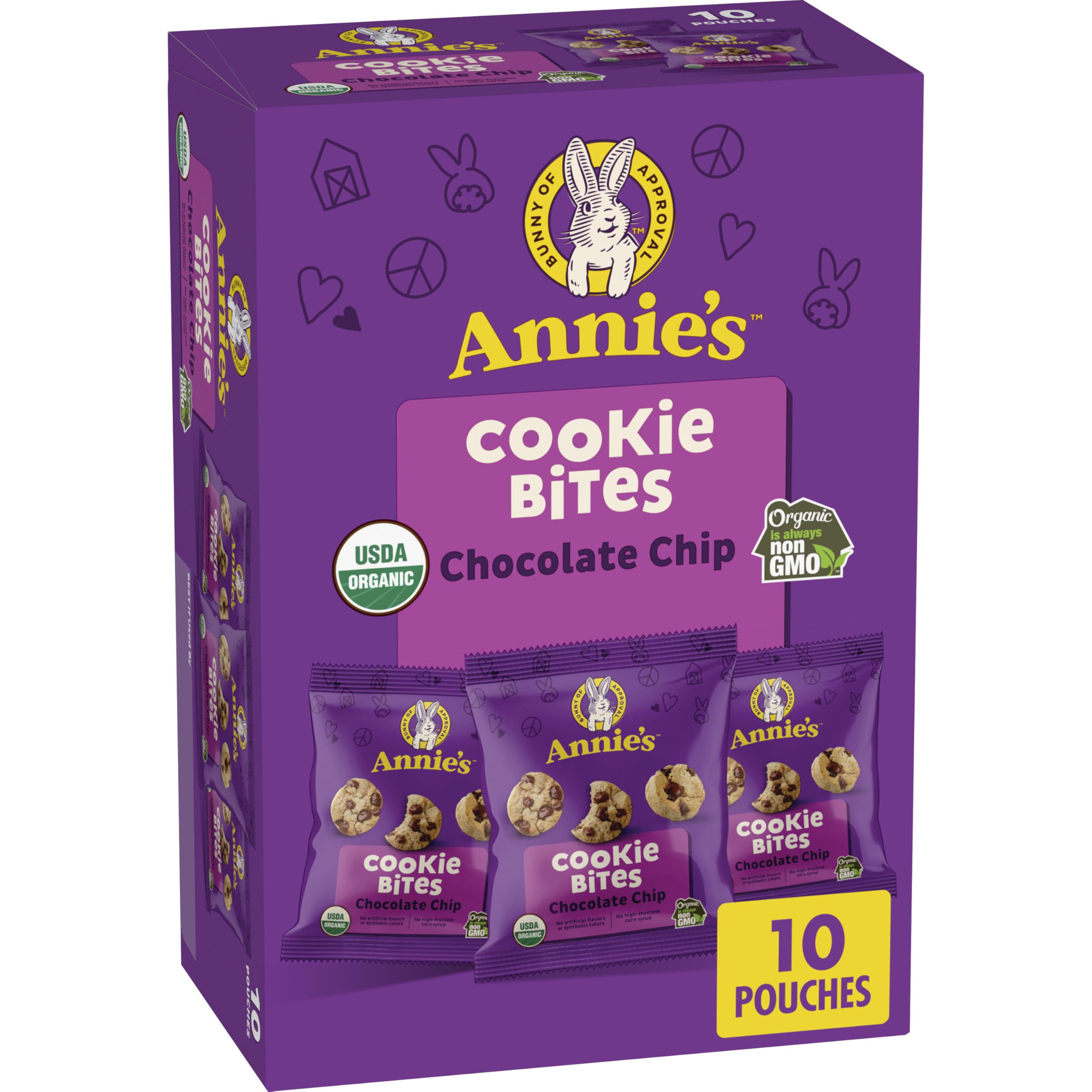 Annie's Organic Chocolate Chip Cookie Bites pack for lunchboxes
