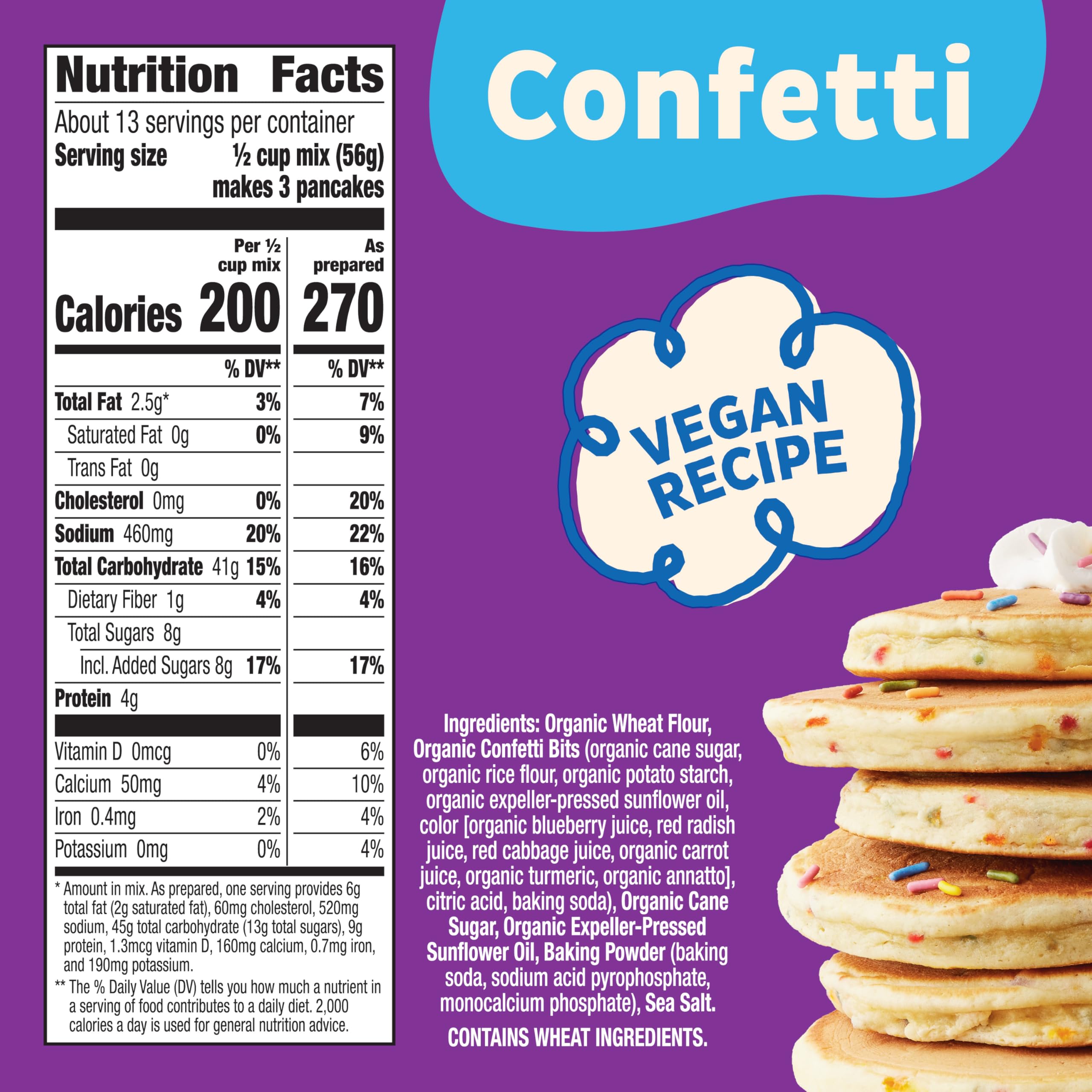 Annie's Confetti Pancake Mix milk pour creates magical sprinkles in batter.