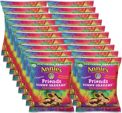 Annie's Organic Friends Bunny Grahams chocolate chip 20-pack, kid-friendly lunchbox snack.