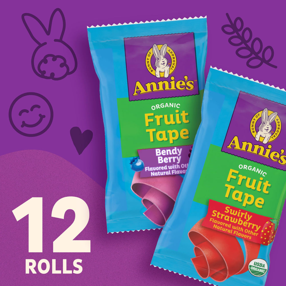 Annie's Bendy Berry Roll close-up, chewy texture for lunchboxes.
