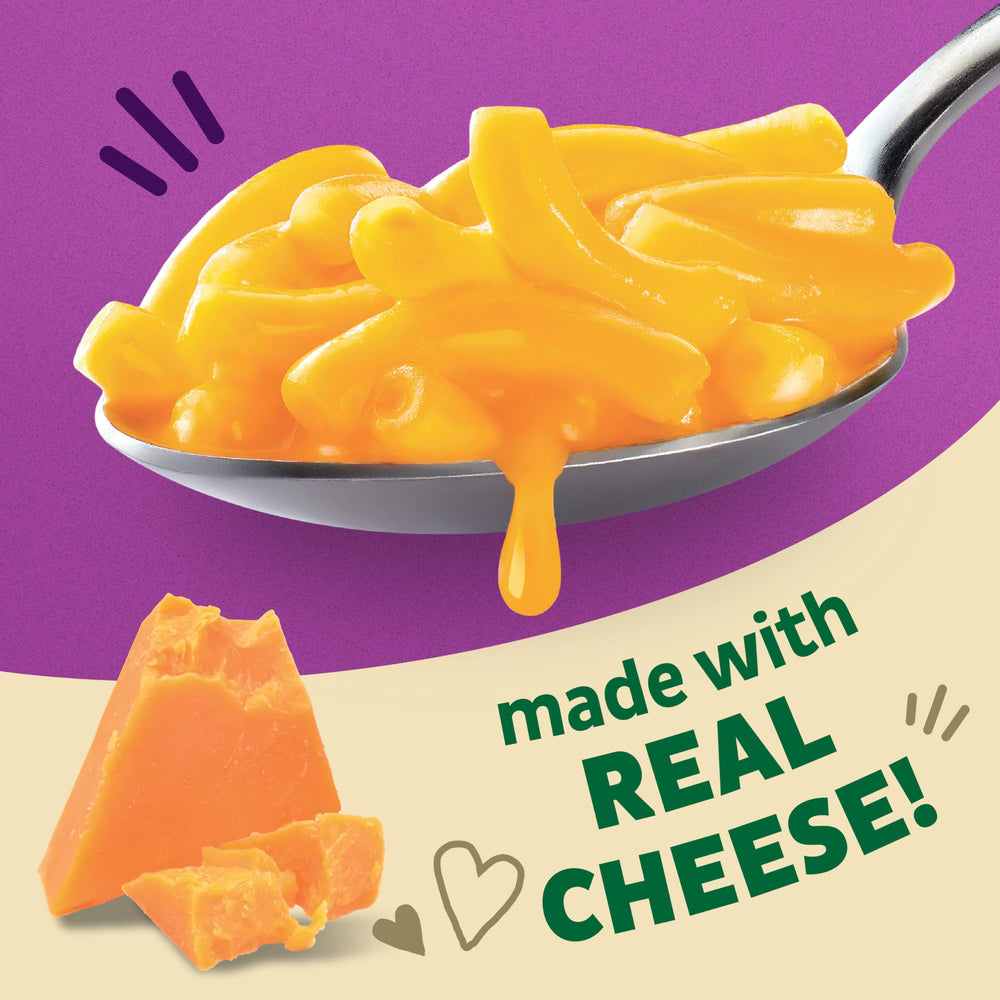 Annie's Organic Macaroni and Classic Cheddar real cheese label highlighting wholesome ingredients