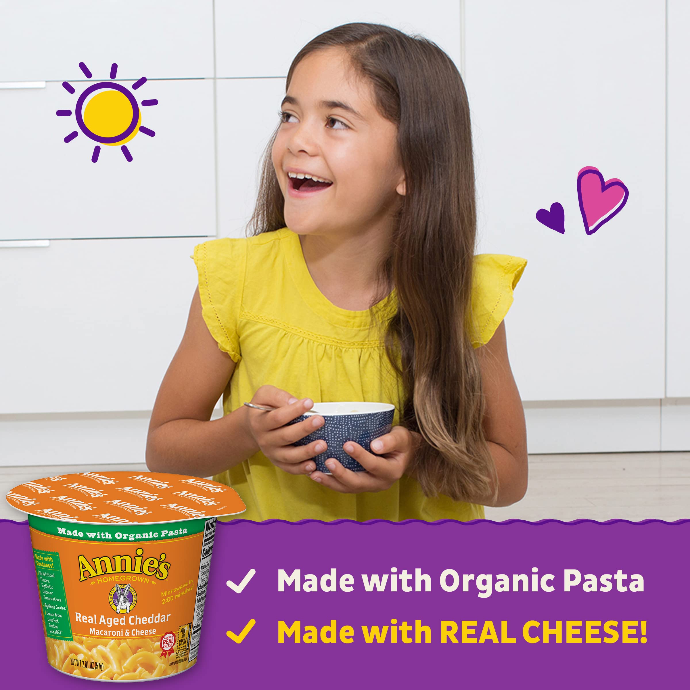 Annie's organic pasta highlights wholesome ingredients.