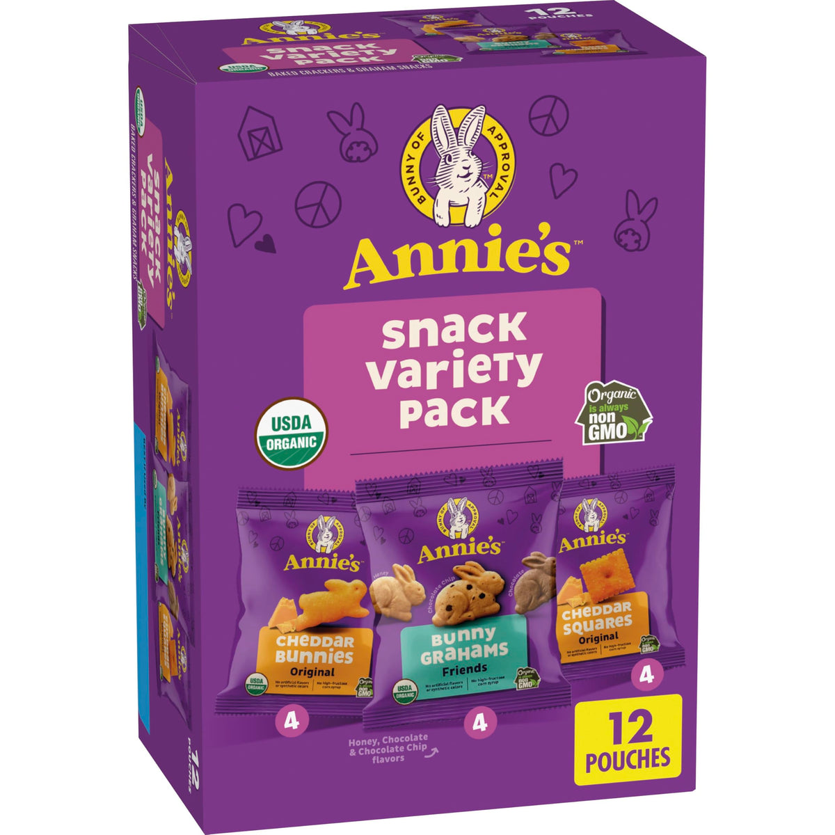 Annie's Organic Variety Pack Cheddar Bunnies close-up, ideal for lunchbox snacking
