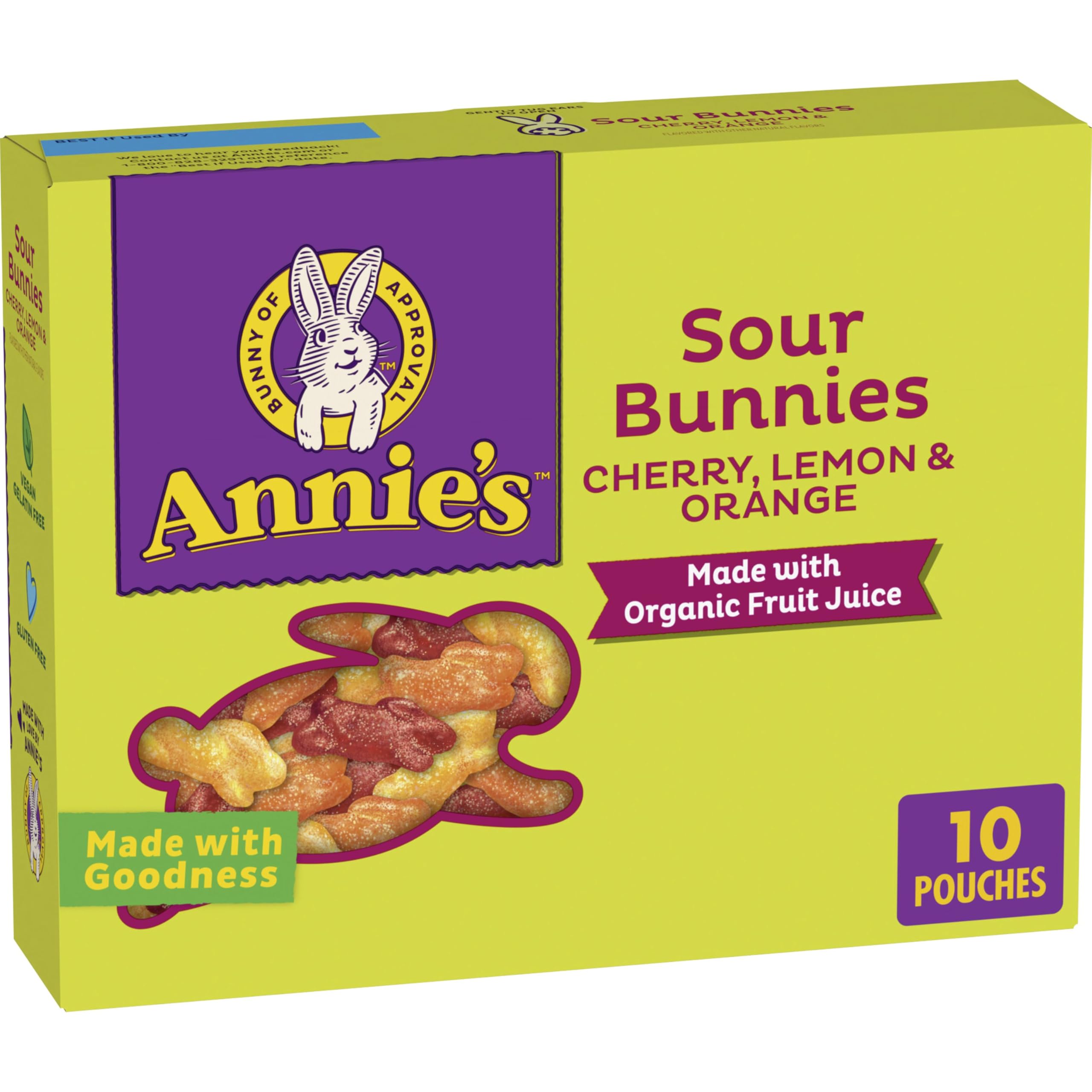 Annie's Sour Bunnies 7oz packaging ready for on the go snacking