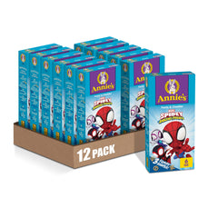 Annie's Spidey pasta packaging highlights organic ingredients for quick meals.