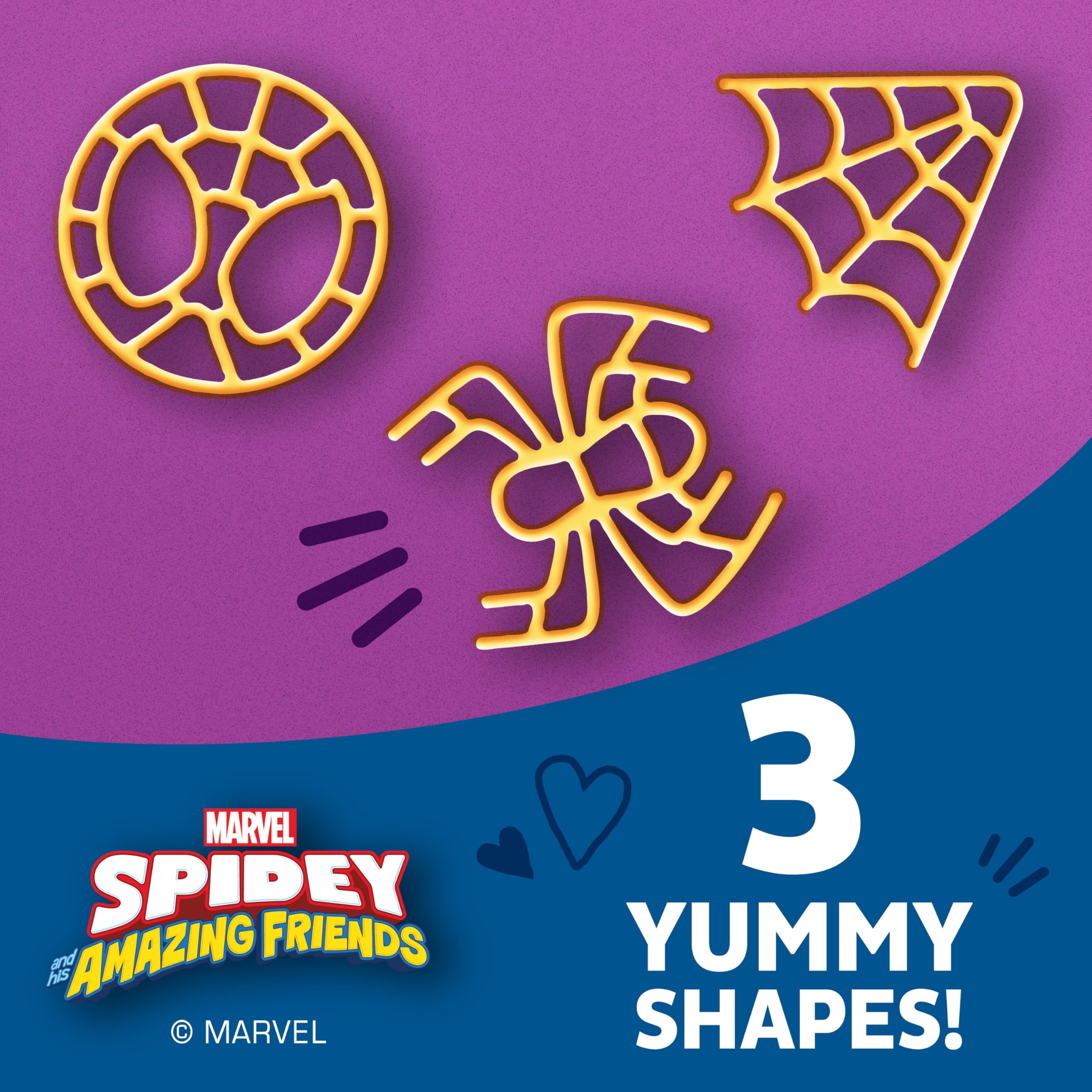 Annie's Spidey pasta shapes web, mask, spider for fun lunches.