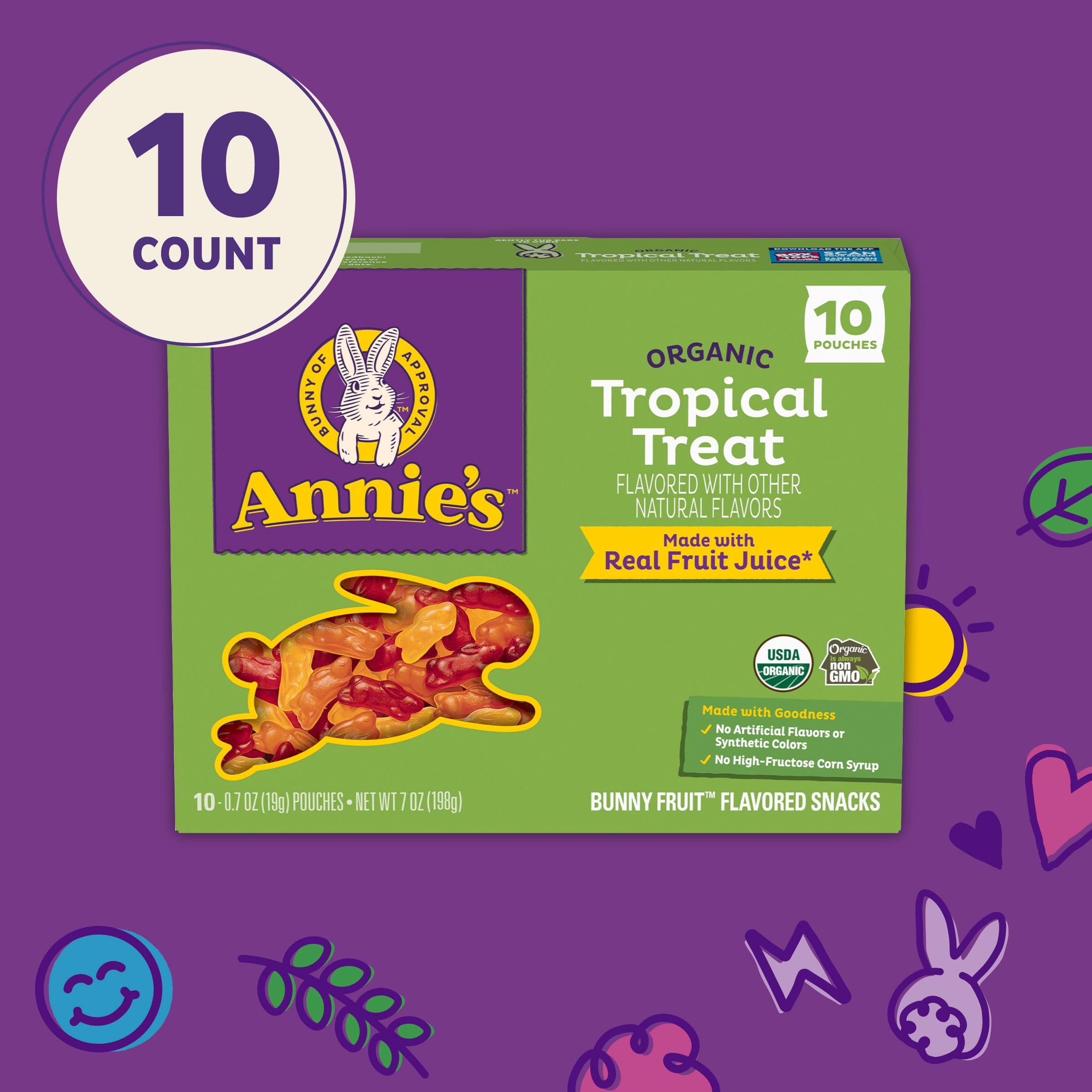 Annie's Tropical Treat with kids snacking on the go, perfect car rides.