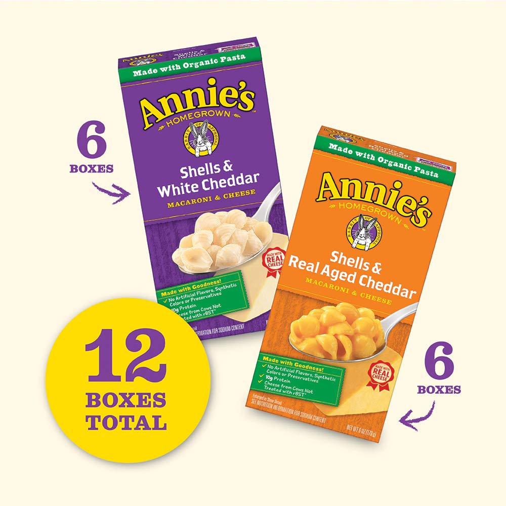 Annie's Variety Pack front view presents a convenient 12-box assortment for weeknight meals