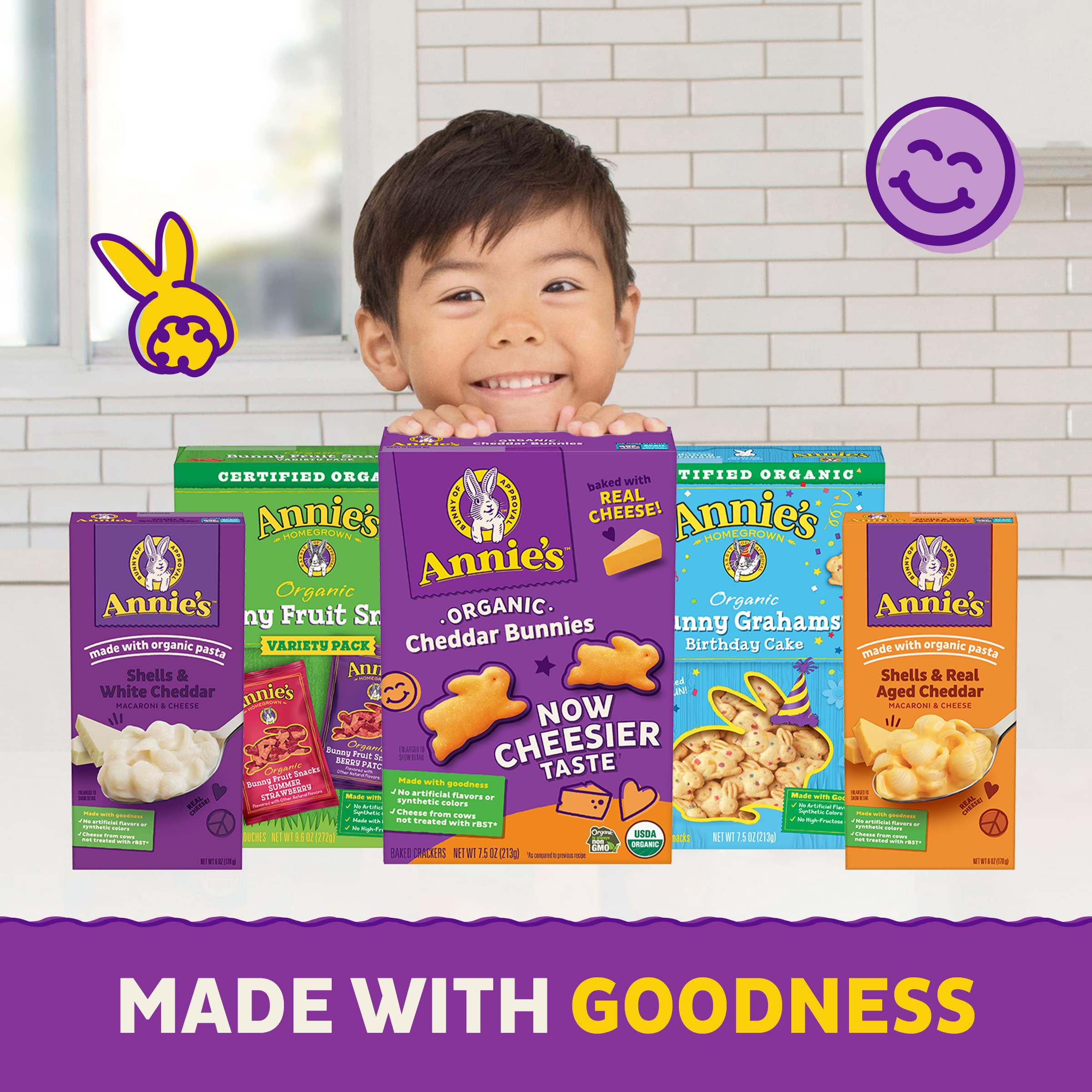 Annie's packaging emphasizes pantry-ready twelve-pack for easy stocking