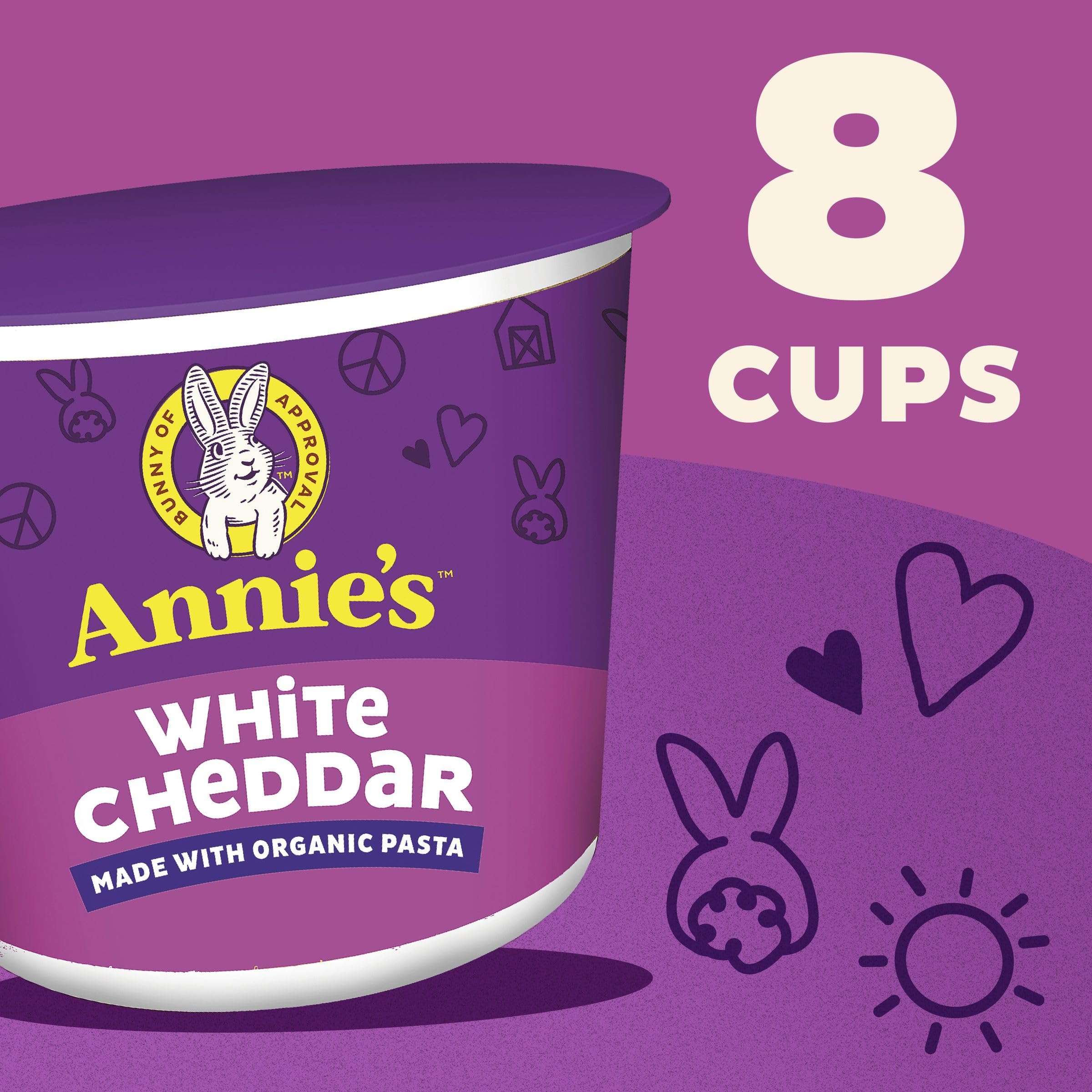 Close-up of creamy white cheddar cheese sauce in Annie's cup.