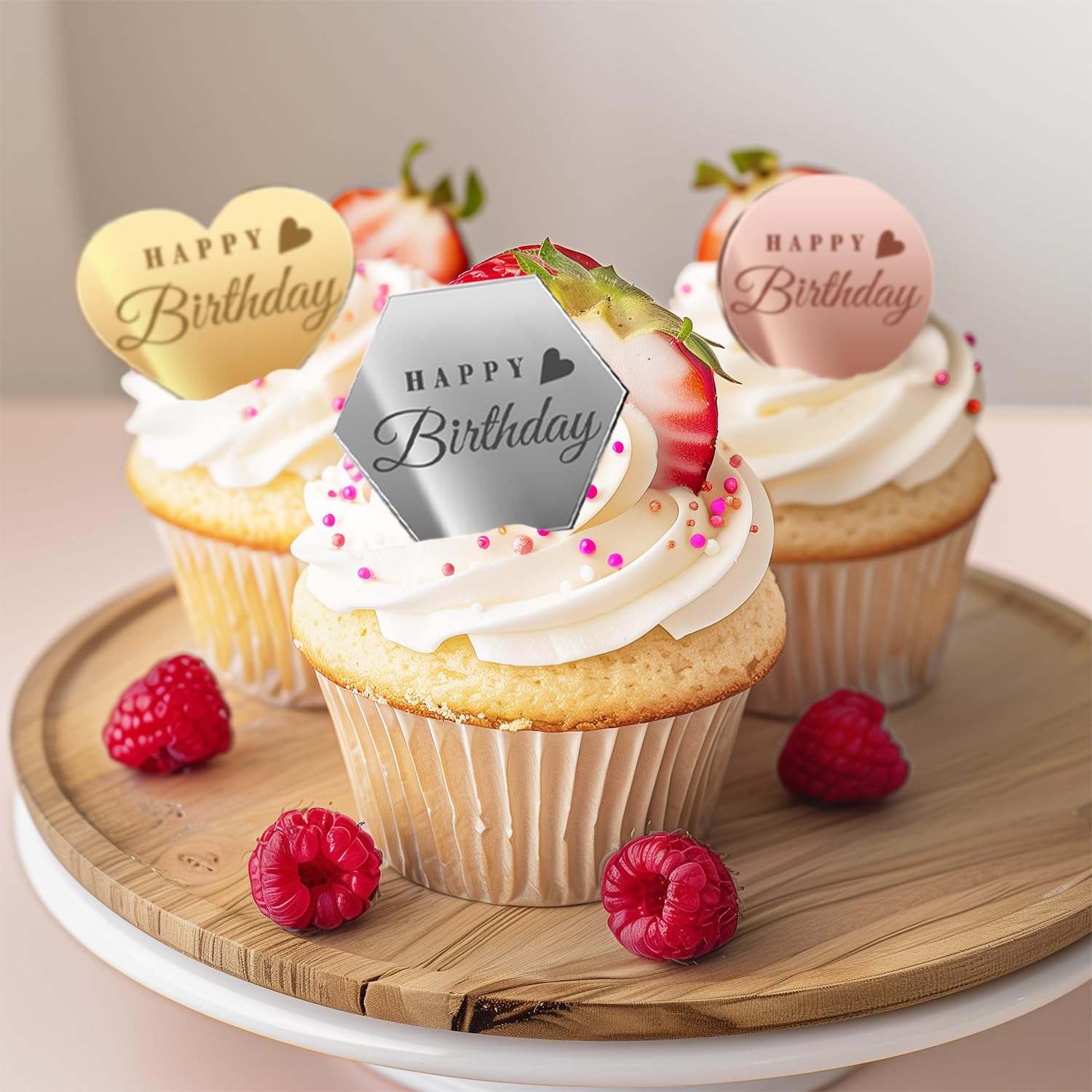 Ansee circle silver topper for chic cupcake decoration
