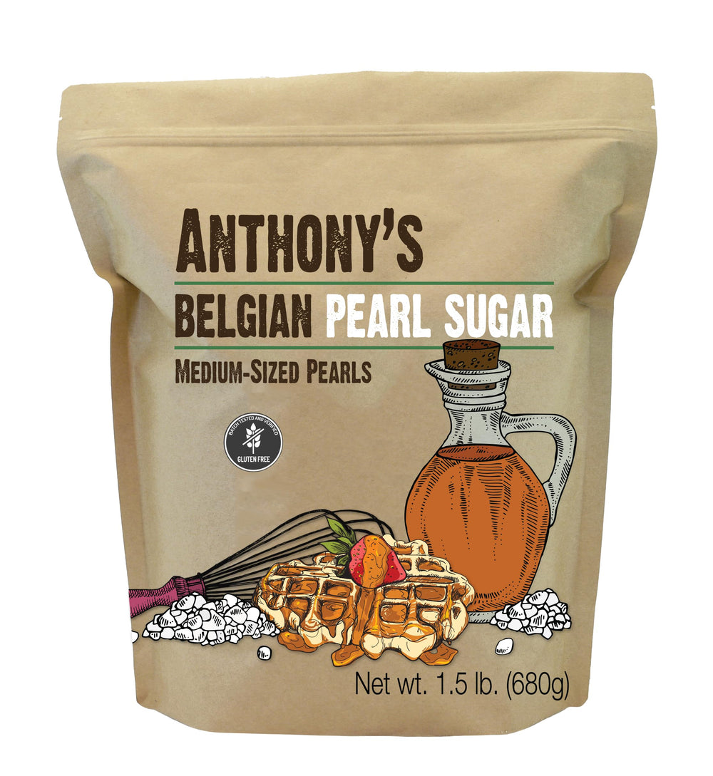 Anthony's Belgian Pearl Sugar package with authentic pearls for Liege waffles.
