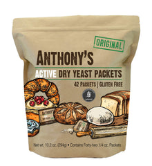 Anthony's Active Dry Yeast Packets gluten-free batch-tested badge signals trusted baking.