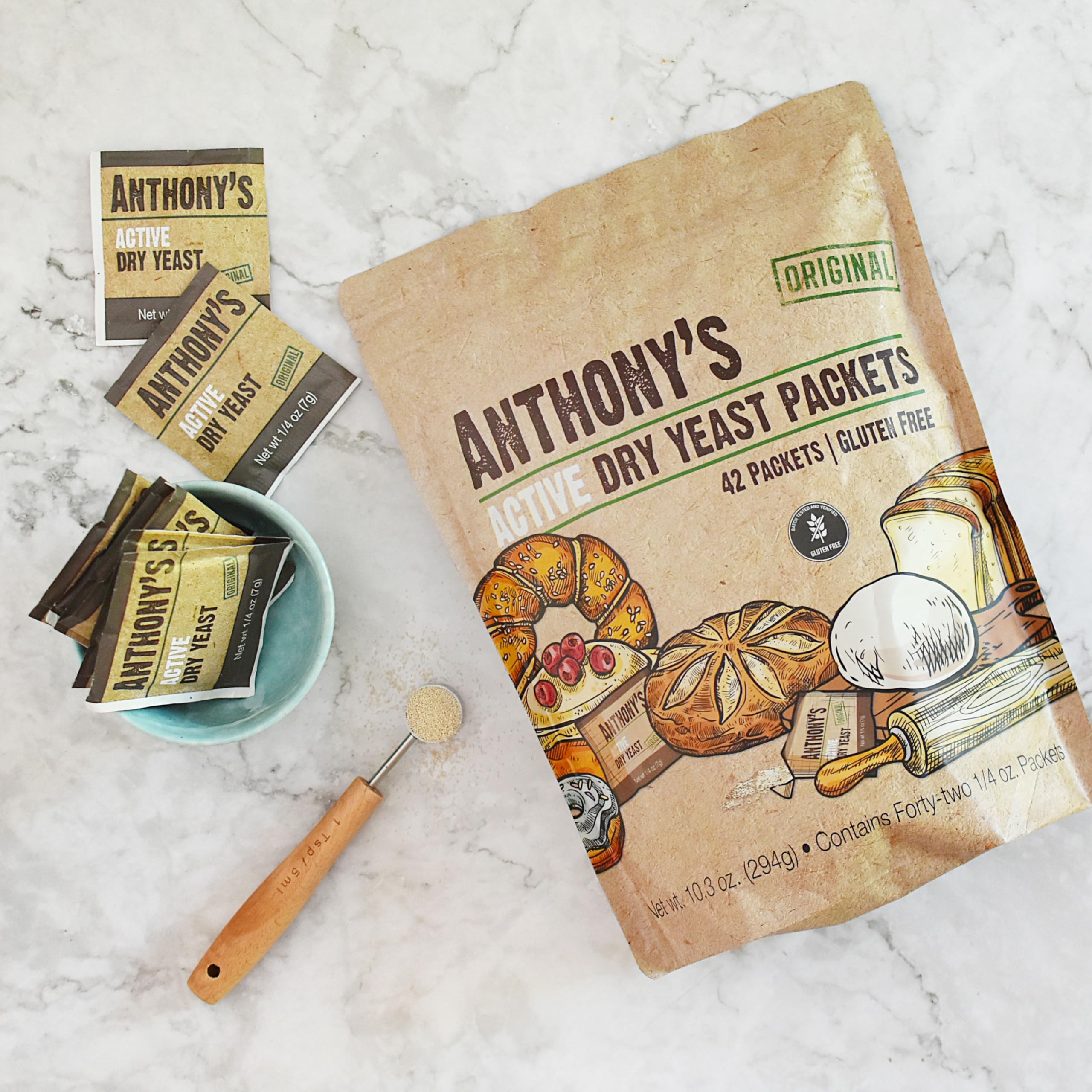 Anthony's Active Dry Yeast Packets boost pizza dough with steady fermentation.
