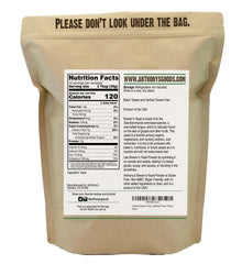Anthony's Brewers Yeast label close-up highlighting unflavored, unsweetened quality for versatile cooking.