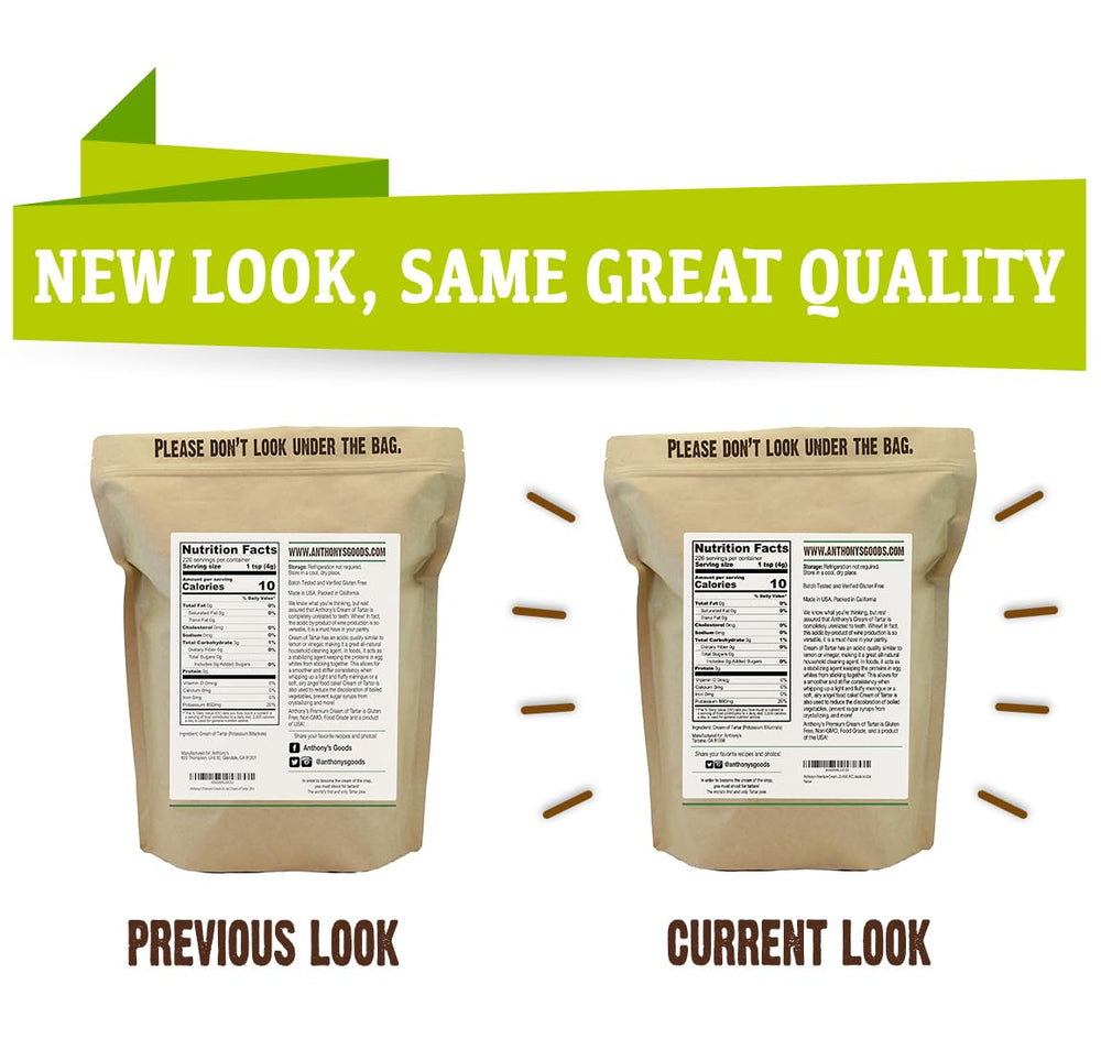 Anthony's Cream of Tartar non-GMO badge signaling clean ingredients
