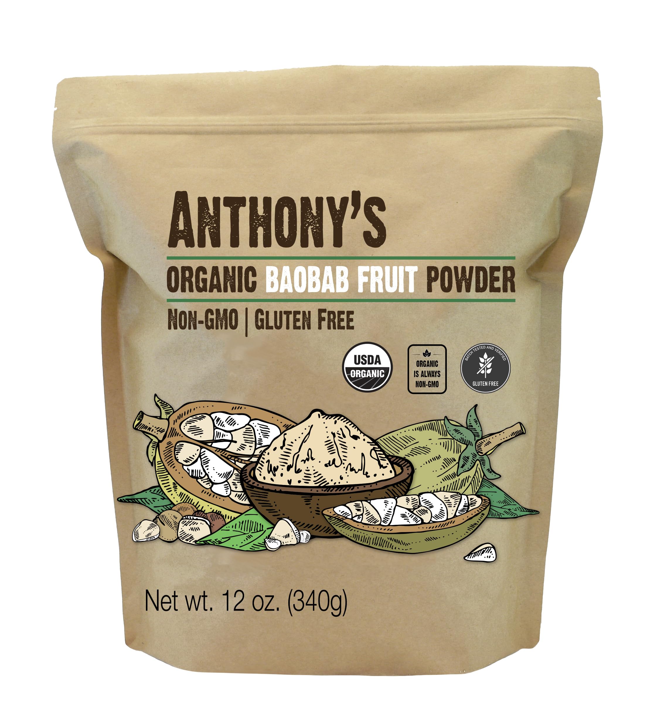 Anthony's Baobab Powder bottle pour for easy serving and on-the-go hydration