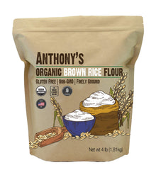 Anthony's Organic Brown Rice Flour packaging with USDA Organic seal for trusted labeling.