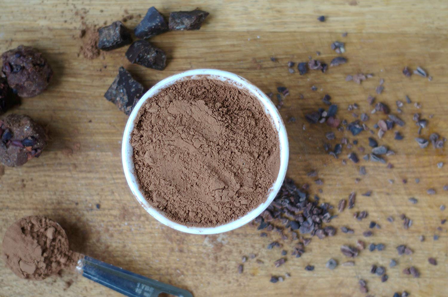 Baking scene featuring Anthony's Cocoa Powder enriching color in treats.