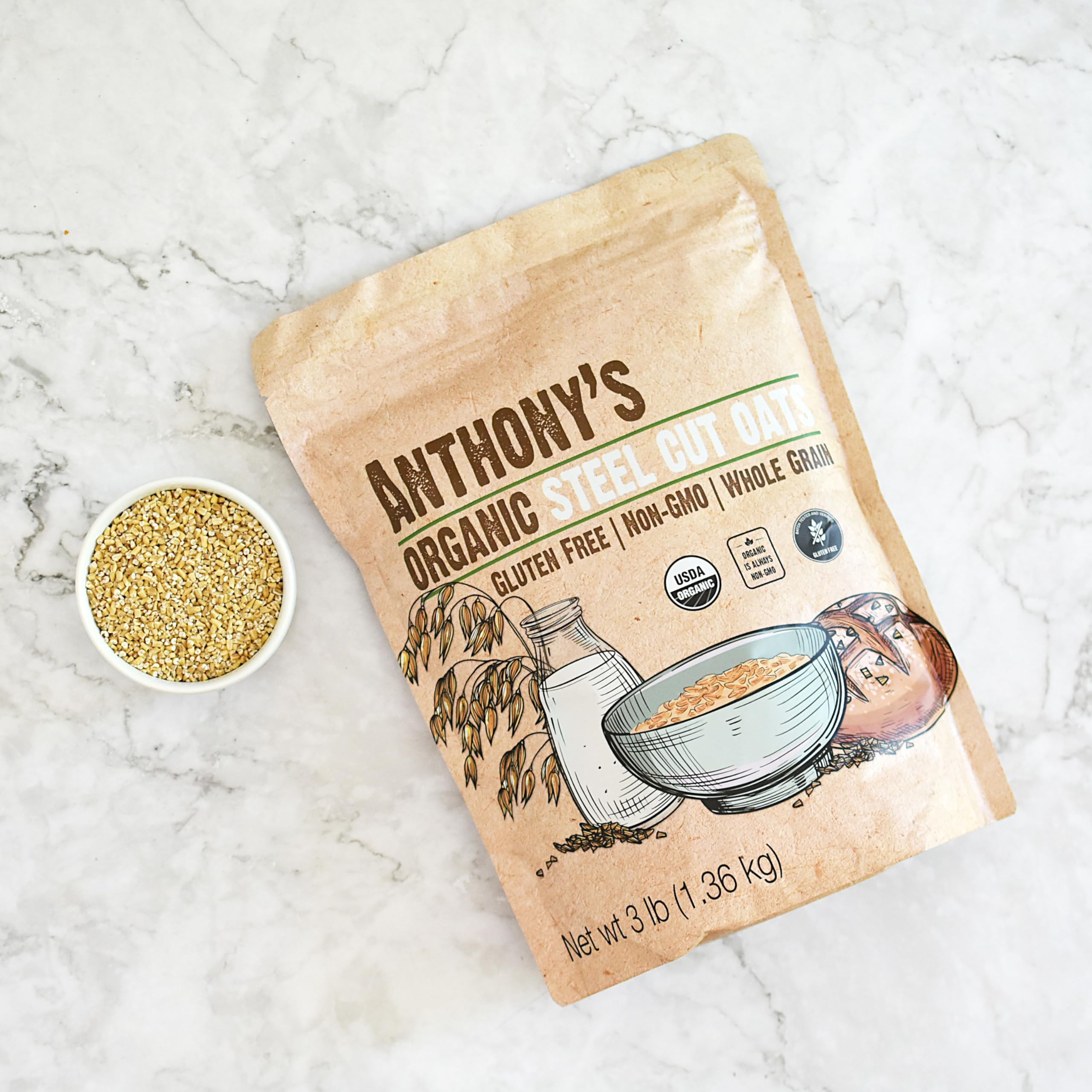 Pancake batter setup using Anthony's steel cut oats