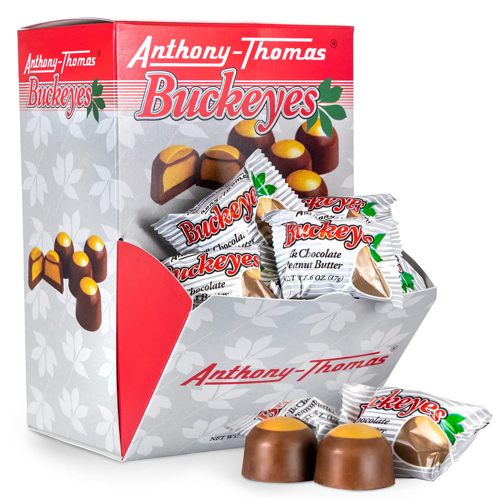 Anthony-Thomas Buckeyes box front view, premium chocolate gift.