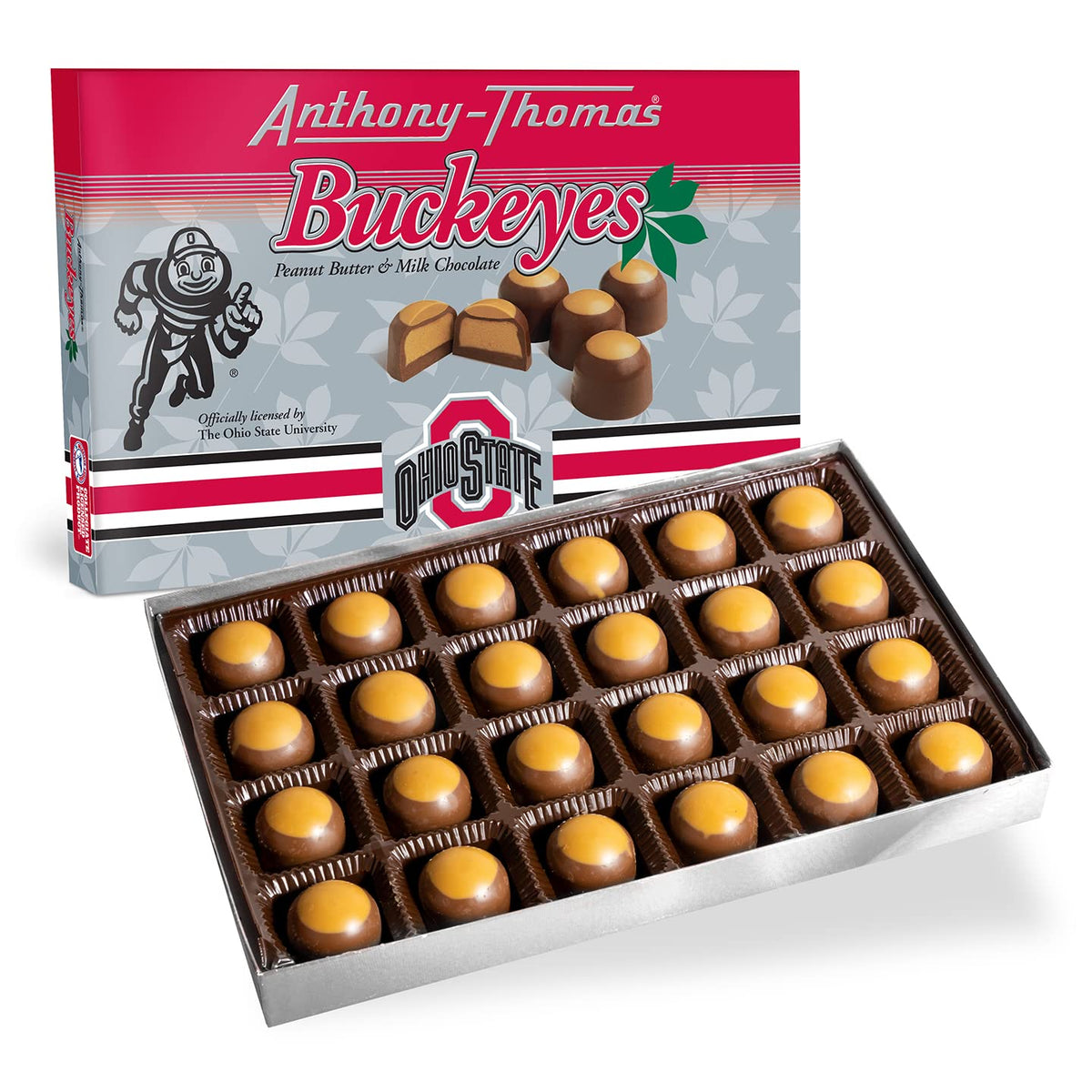 Anthony-Thomas Buckeyes box-front shows premium shareable treats for gatherings.