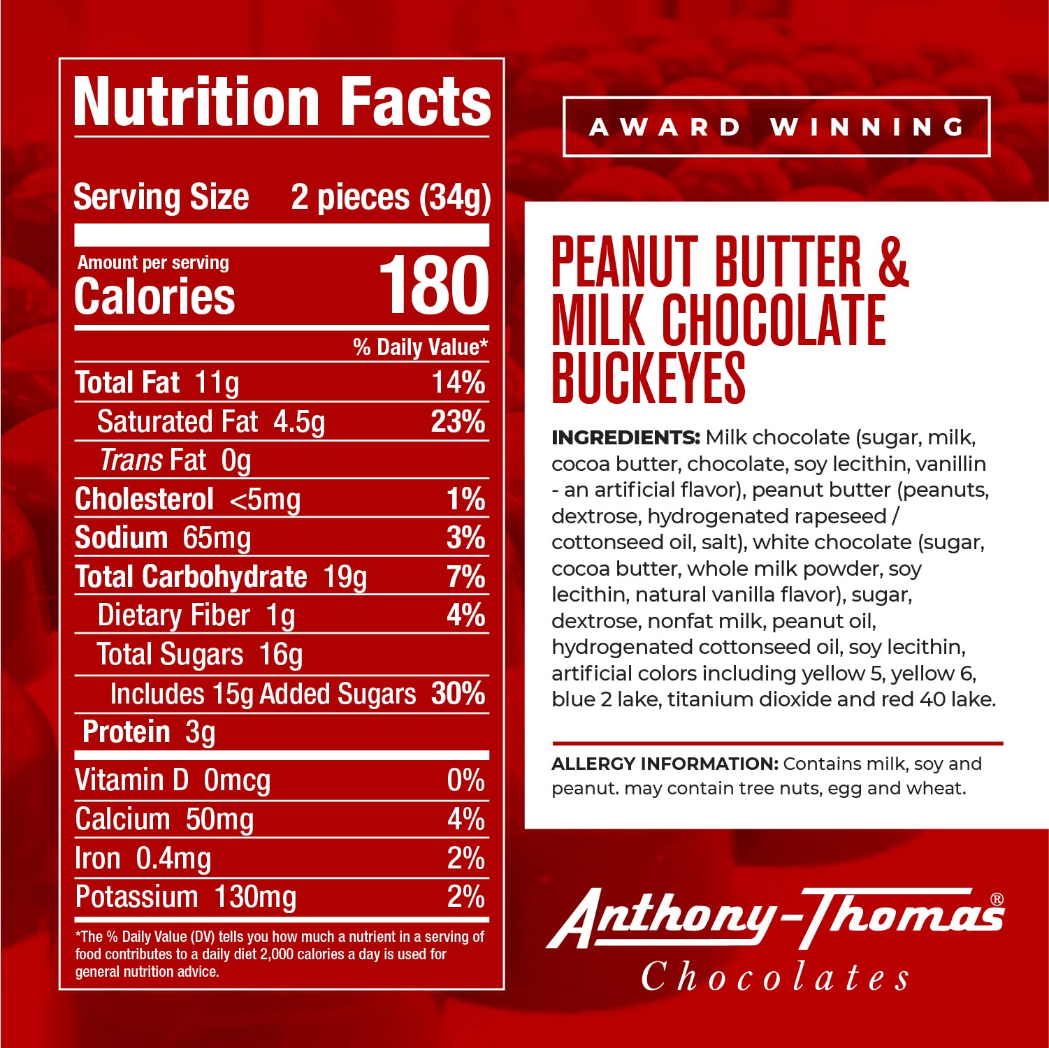 Anthony Thomas Buckeyes pack detail with individually wrapped pieces
