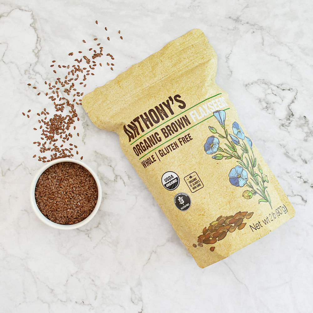 Anthony's organic flaxseed batch-tested gluten-free assurance.