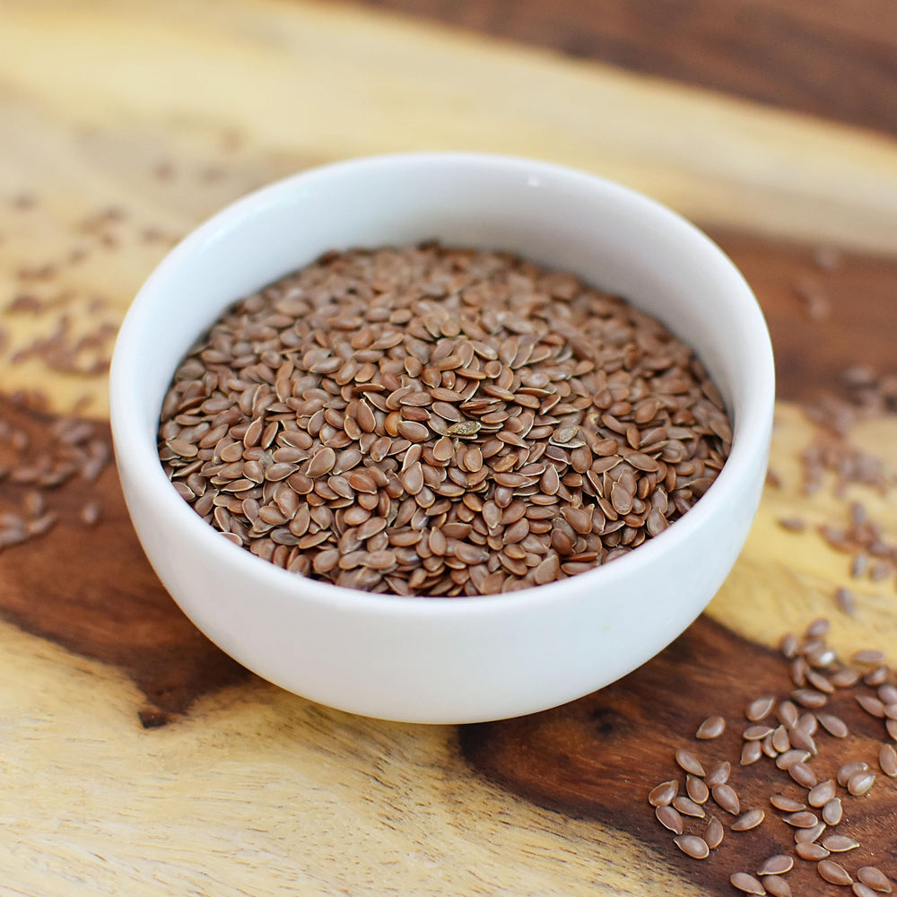 Anthony's flaxseed in jar, signaling sproutable seeds for home sprouts.