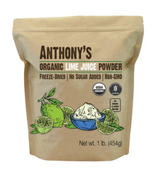 Anthony's Organic Lime Juice Powder bottle front showing vibrant citrus flavor