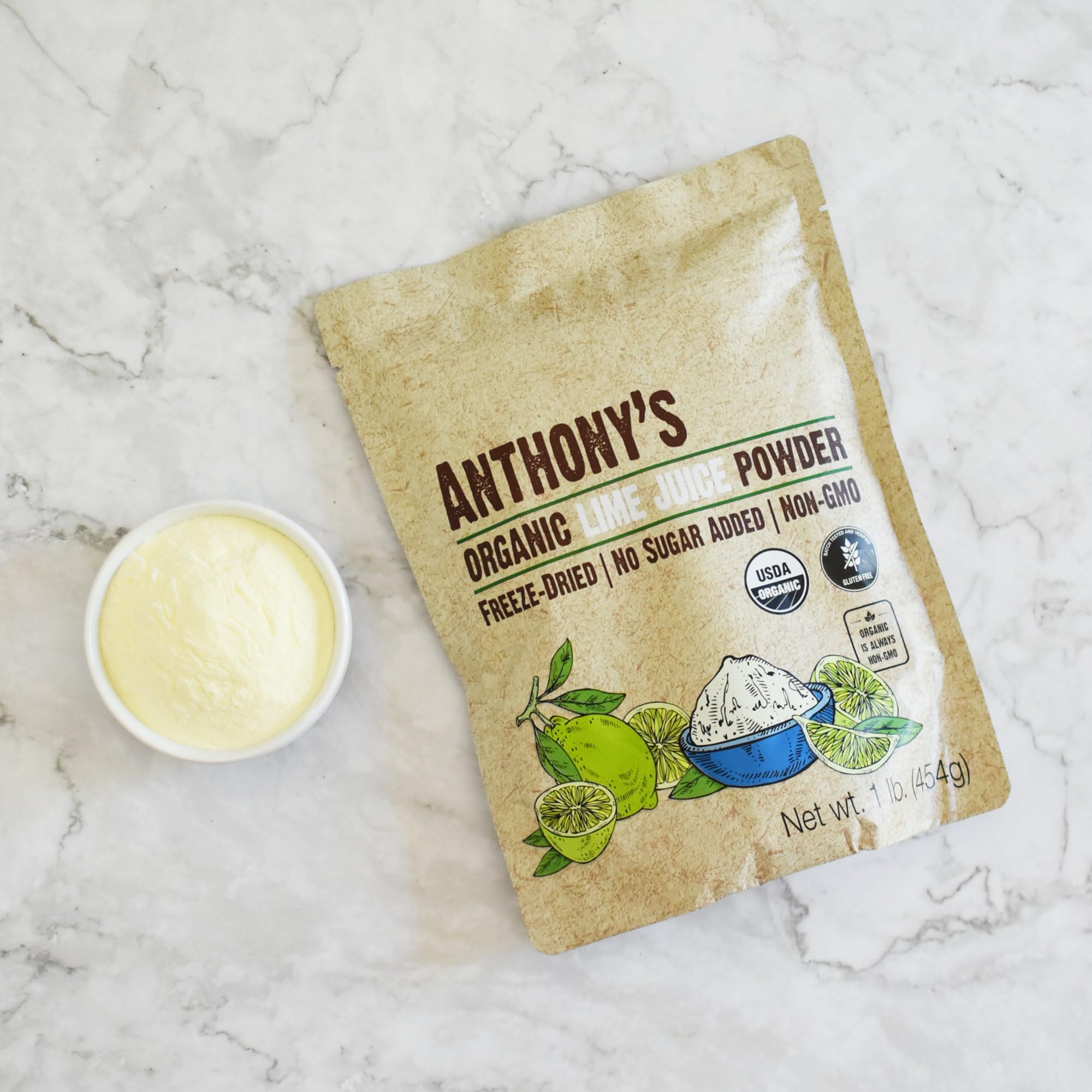 Anthony's Lime Powder ingredient-list image shows pure lime flavor without fillers