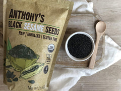 Anthony's sesame seeds sprinkled over rice for texture and aroma.