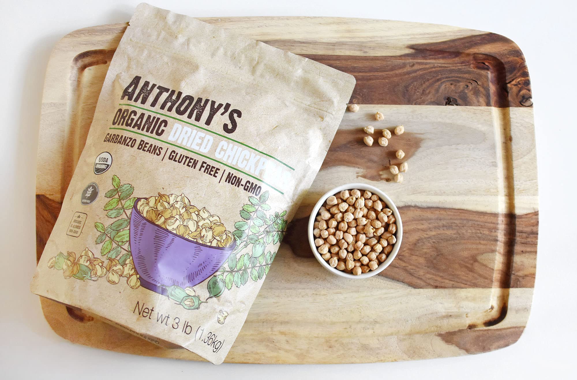 Anthony's Organic Dried Chickpeas roasted for a crunchy snack