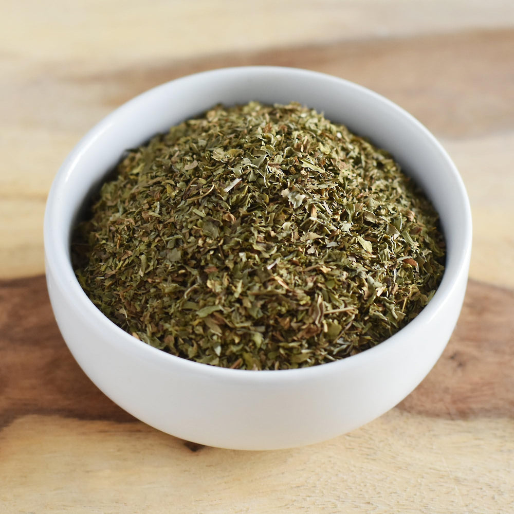 Anthony's Spearmint Leaves steeping in cup with refreshing aroma