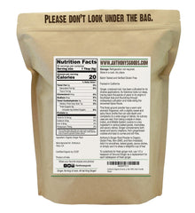 Anthony's Organic Ground Ginger Root gluten-free badge on label signals gluten-free suitability