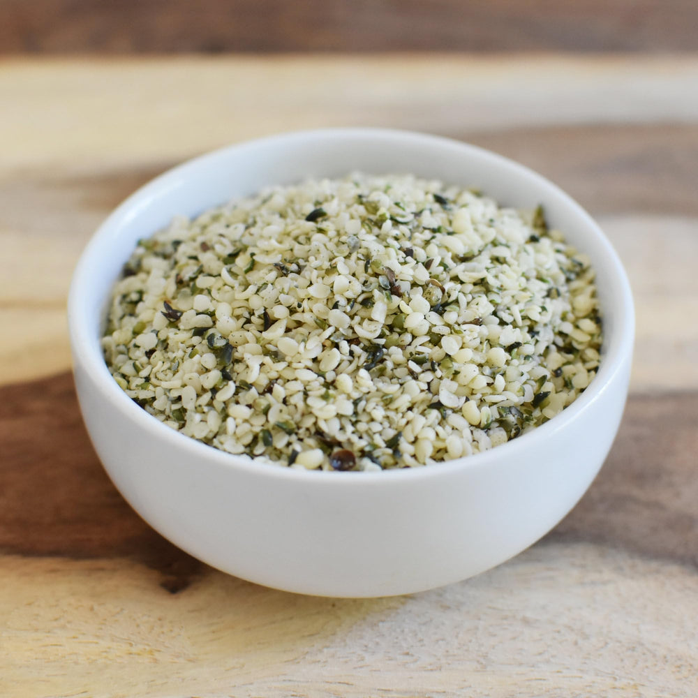 Anthony's hulled hemp seeds folded into a smoothie for creaminess.
