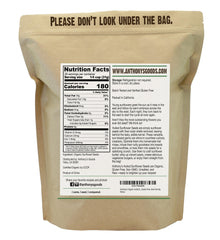 Anthony's Organic Hulled Sunflower Seeds close-up shows a smooth hulled texture ideal for baking and snacking.