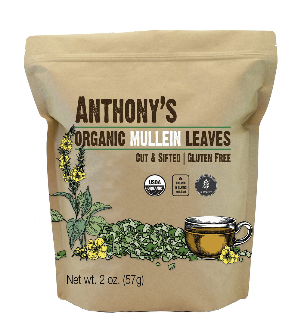 Anthony's Organic Mullein Leaves loose leaf for versatile infusions and tea.
