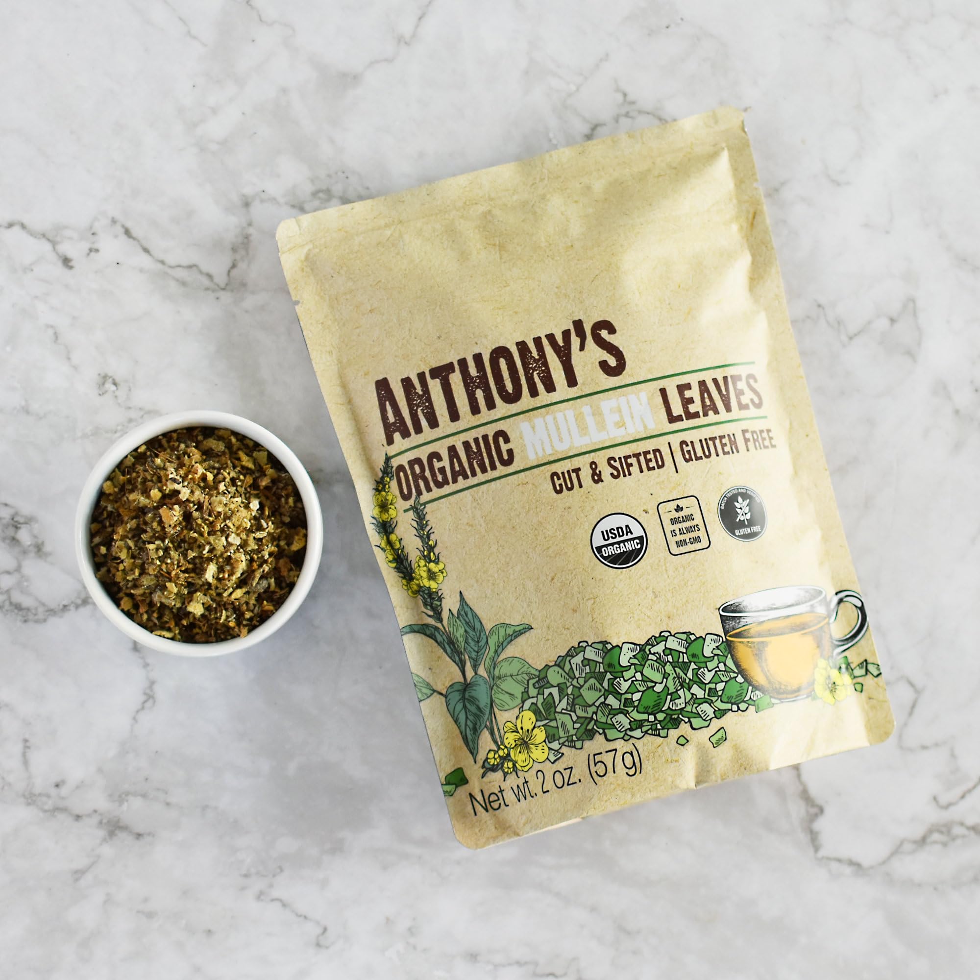 Anthony's Mullein Leaves ideal for tea steeping and oil infusions.