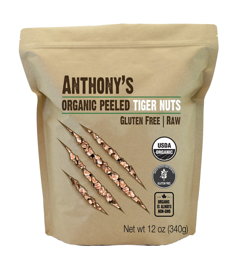 Anthony's Organic Peeled Tiger Nuts pack shot on a clean surface