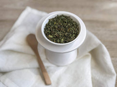 Anthony's Organic Peppermint Leaves steeped tea with minty steam