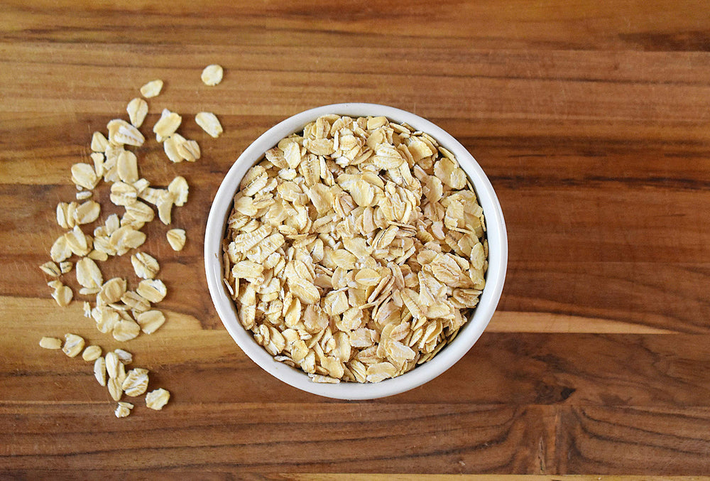 Anthony's Organic Rolled Oats in a breakfast bowl with toppings.
