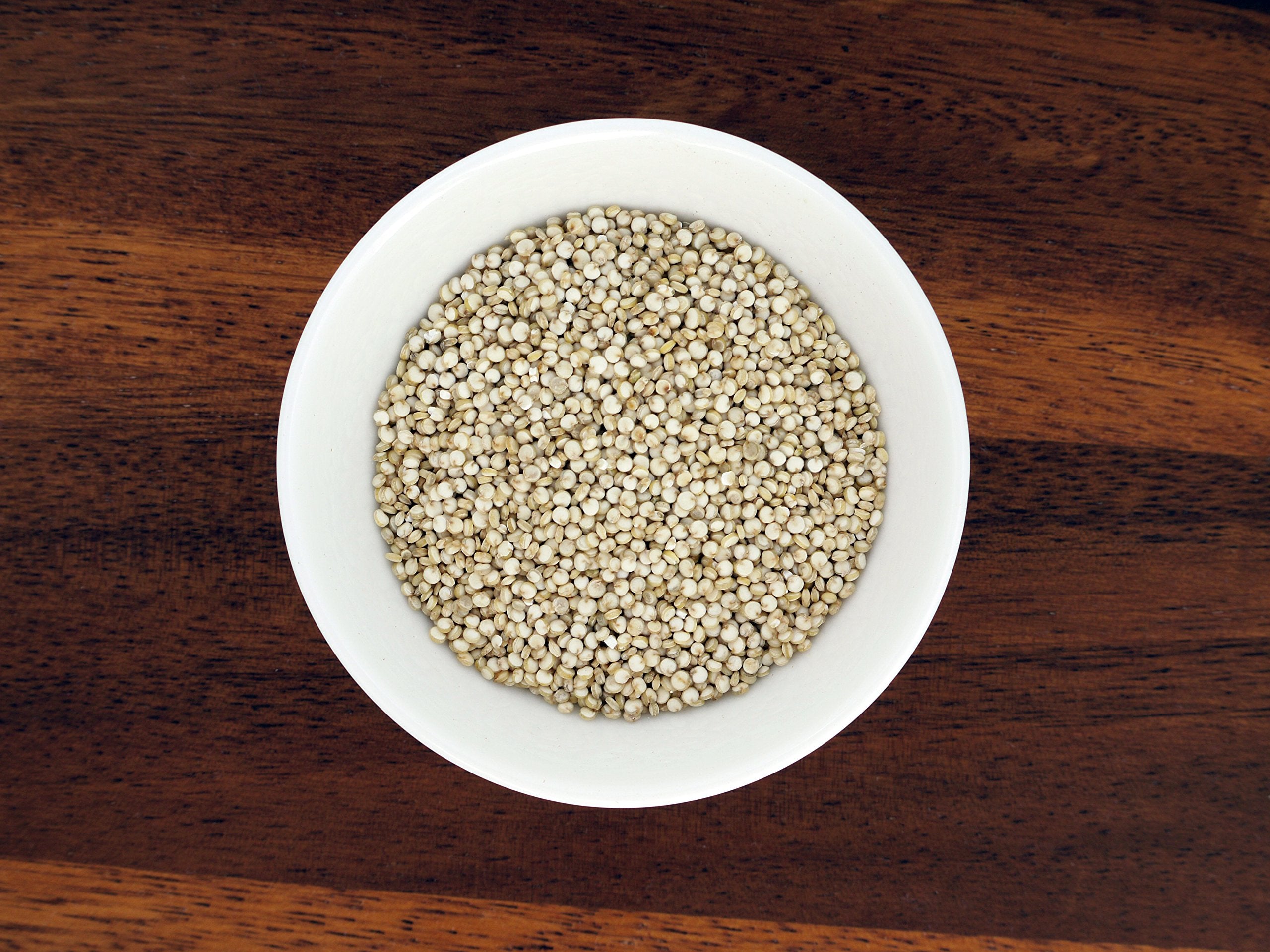 Fluffy cooked quinoa from Anthony's Organic White Quinoa after simmering.