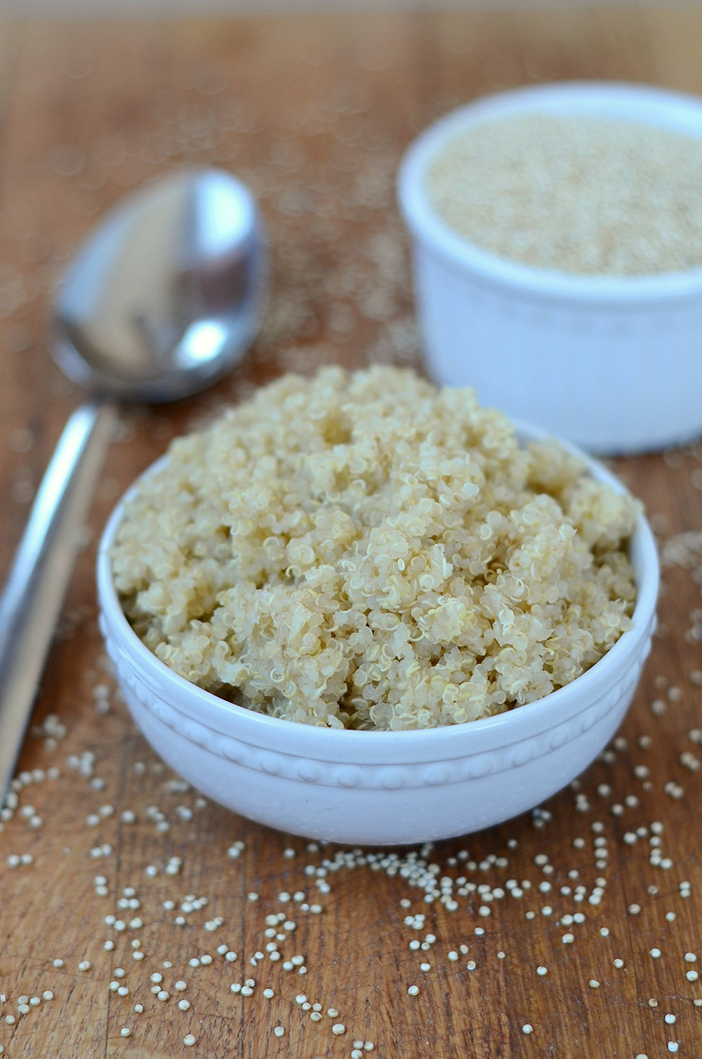 Creamy quinoa bowl with vegetables using Anthony's Organic White Quinoa.
