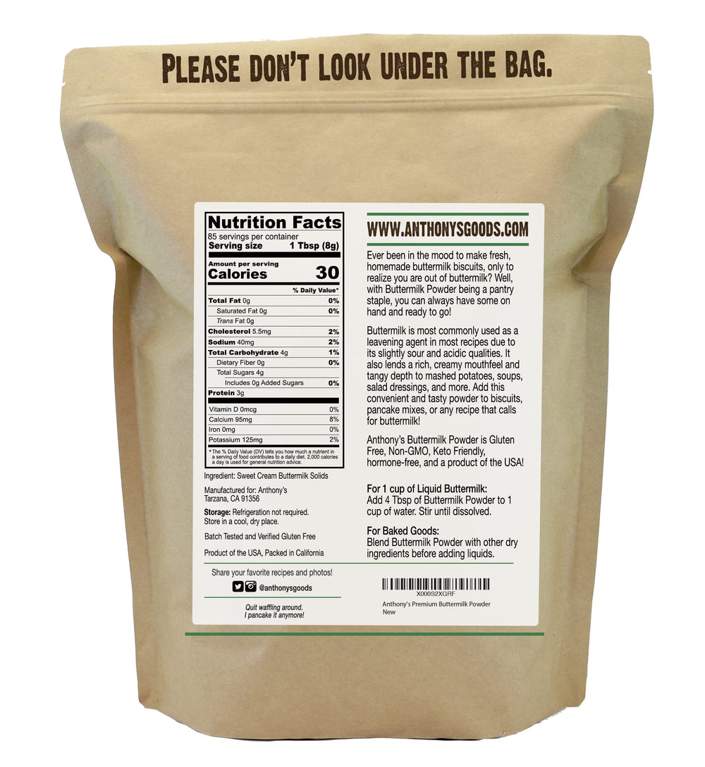 Anthony's Premium Buttermilk Powder packaging photographed in California